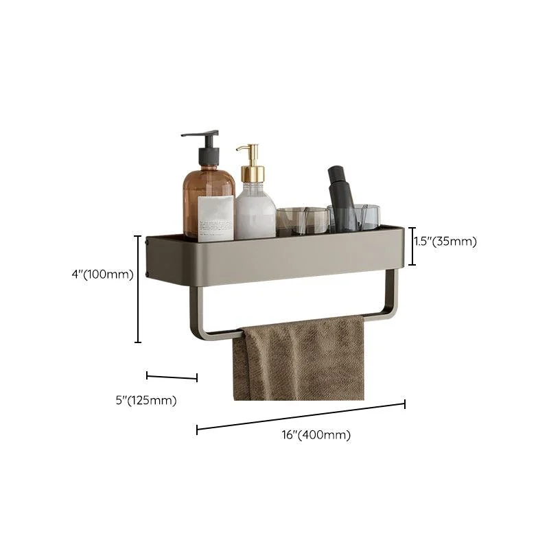 Contemporary Aluminum Bathroom Accessory Set Gray Bath Shelf -Bathlova