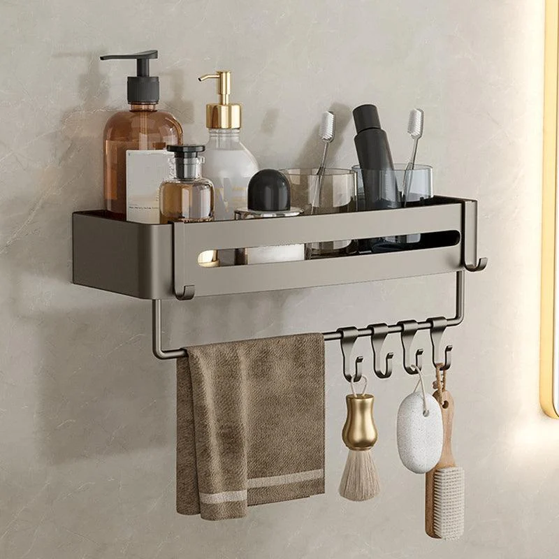 Contemporary Aluminum Bathroom Accessory Set Gray Bath Shelf -Bathlova