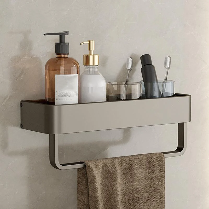 Contemporary Aluminum Bathroom Accessory Set Gray Bath Shelf -Bathlova