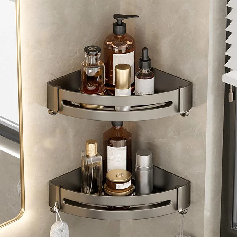 Contemporary Aluminum Bathroom Accessory Set Gray Bath Shelf -Bathlova