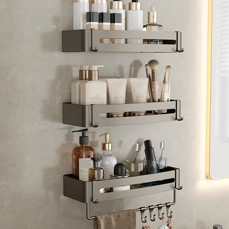 Contemporary Aluminum Bathroom Accessory Set Gray Bath Shelf -Bathlova