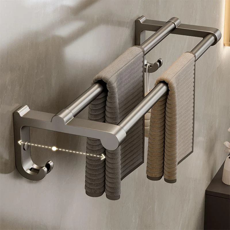 Contemporary Bath Hardware Set in Stainless Aluminum Matte Gray Robe Hooks/Towel Bar -Bathlova