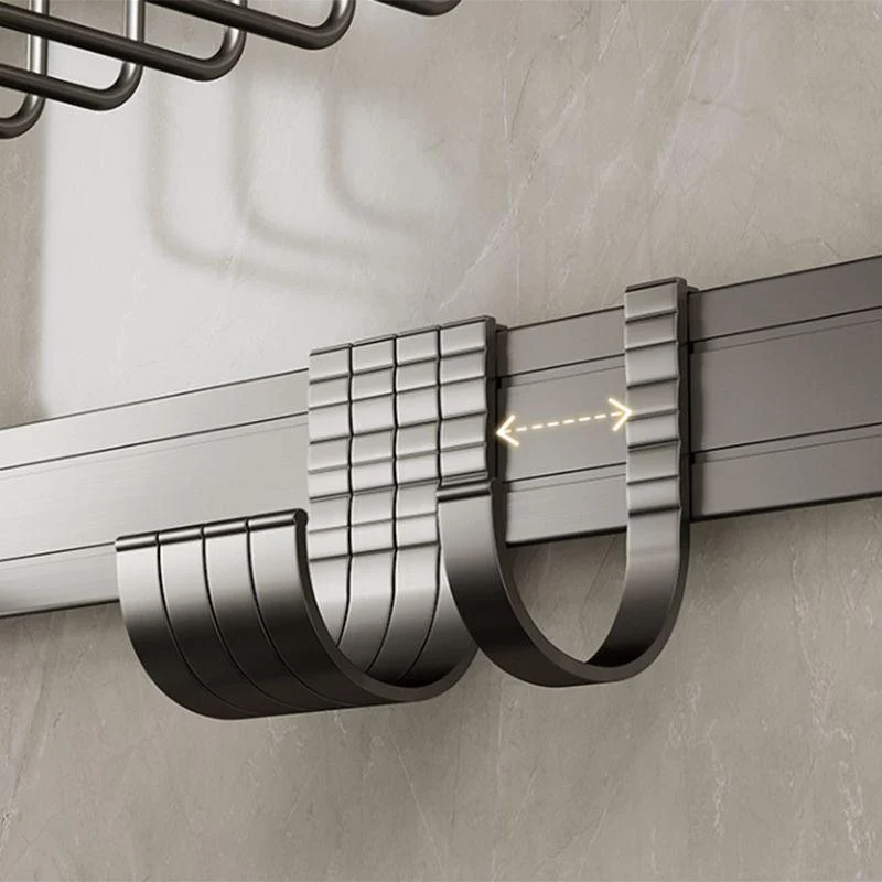 Contemporary Bath Hardware Set in Stainless Aluminum Matte Gray Robe Hooks/Towel Bar -Bathlova