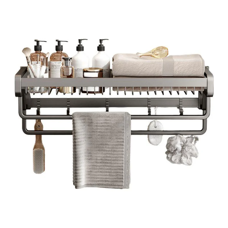 Contemporary Bath Hardware Set in Stainless Aluminum Matte Gray Robe Hooks/Towel Bar -Bathlova