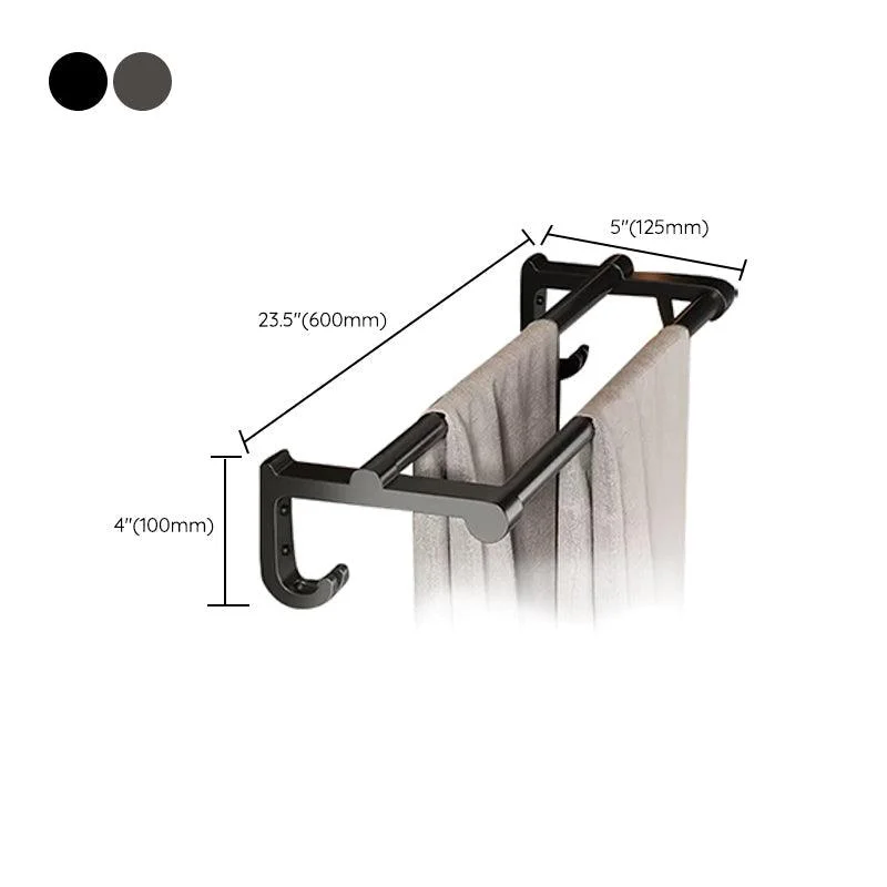 Contemporary Bath Hardware Set in Stainless Aluminum Matte Gray Robe Hooks/Towel Bar -Bathlova