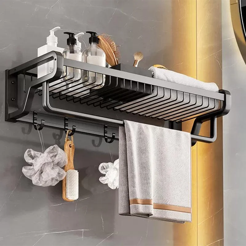 Contemporary Bath Hardware Set in Stainless Aluminum Matte Gray Robe Hooks/Towel Bar -Bathlova