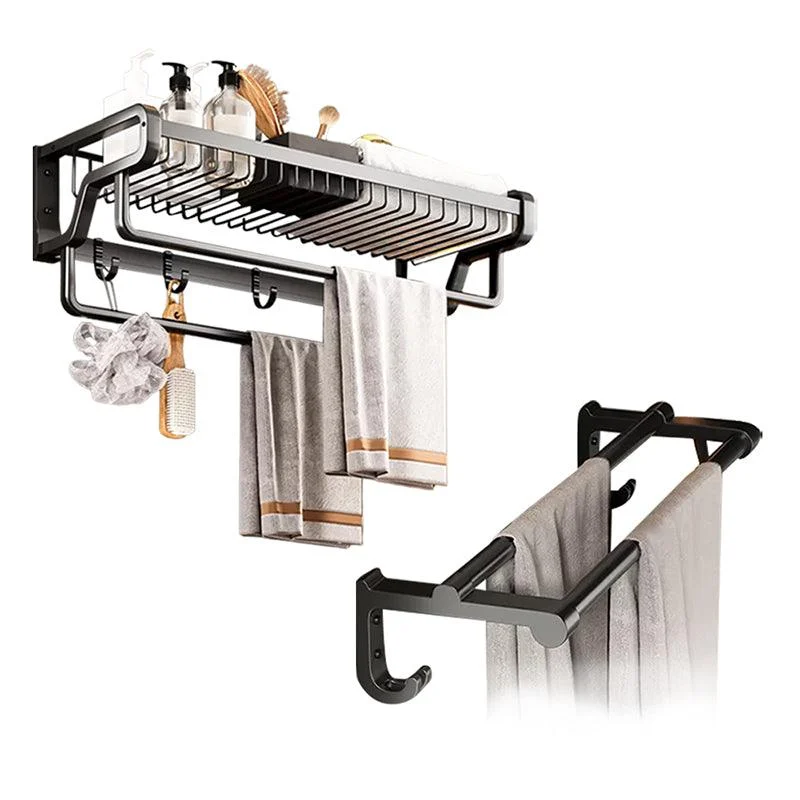 Contemporary Bath Hardware Set in Stainless Aluminum Matte Gray Robe Hooks/Towel Bar -Bathlova