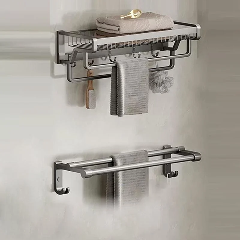 Contemporary Bath Hardware Set in Stainless Aluminum Matte Gray Robe Hooks/Towel Bar -Bathlova