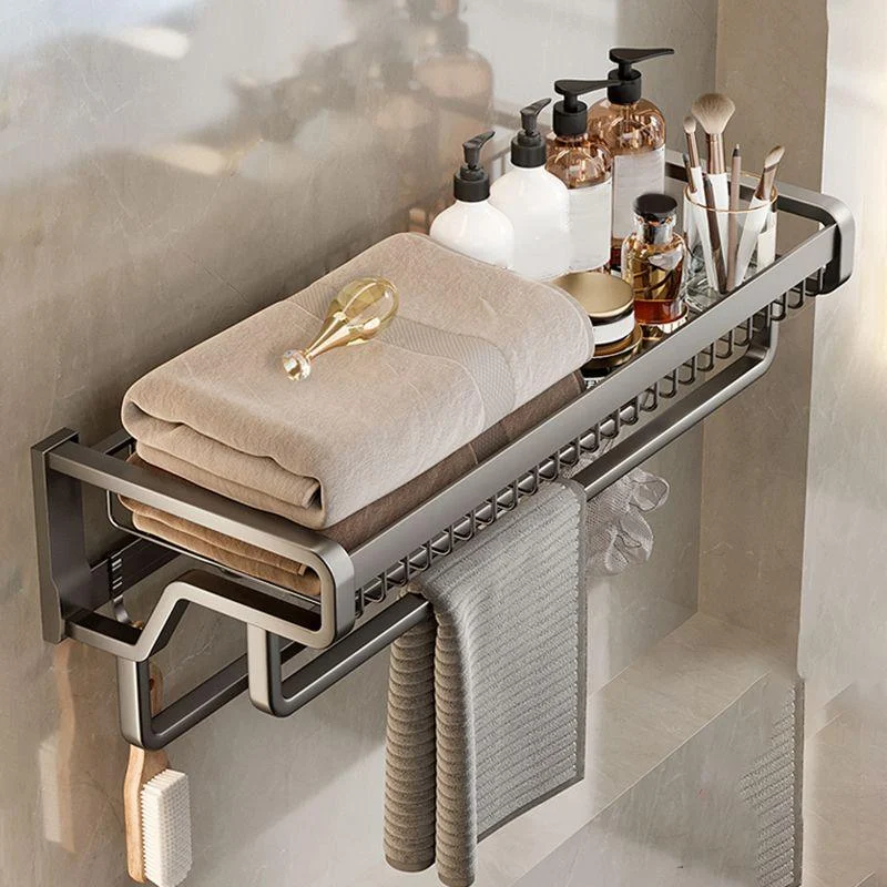 Contemporary Bath Hardware Set in Stainless Aluminum Matte Gray Robe Hooks/Towel Bar -Bathlova