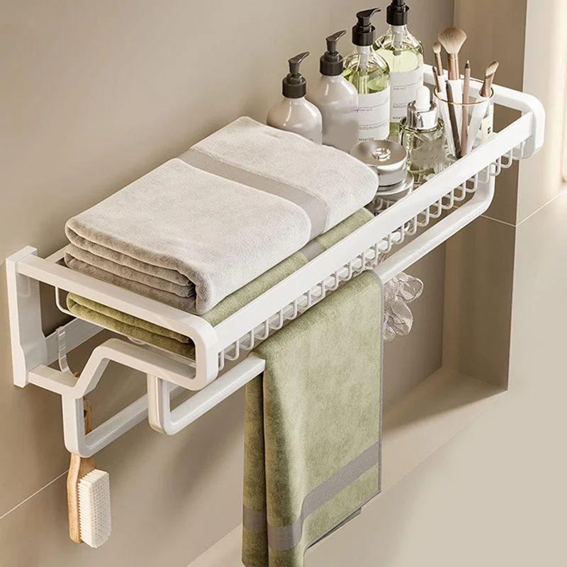 Contemporary Bath Hardware Set in Stainless Aluminum Matte White Robe Hooks/Bath Shelf -Bathlova