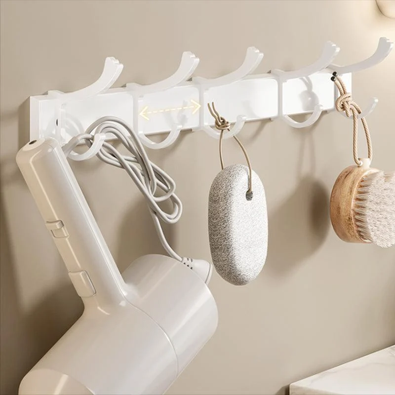 Contemporary Bath Hardware Set in Stainless Aluminum Matte White Robe Hooks/Bath Shelf -Bathlova