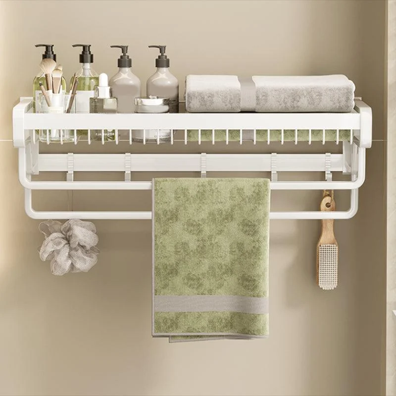 Contemporary Bath Hardware Set in Stainless Aluminum Matte White Robe Hooks/Bath Shelf -Bathlova