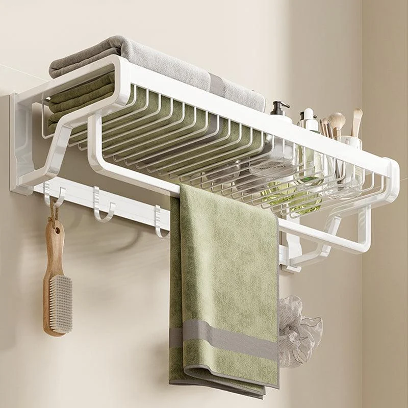 Contemporary Bath Hardware Set in Stainless Aluminum Matte White Robe Hooks/Bath Shelf -Bathlova