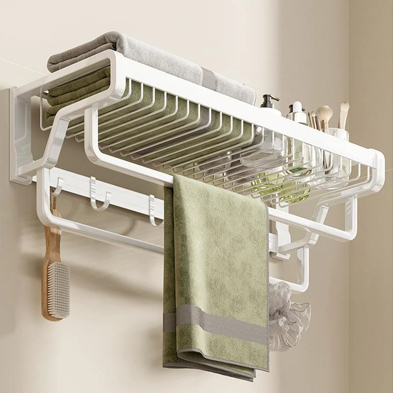 Contemporary Bath Hardware Set in Stainless Aluminum Matte White Robe Hooks/Bath Shelf -Bathlova