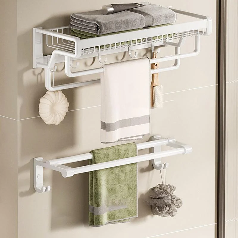 Contemporary Bath Hardware Set in Stainless Aluminum Matte White Robe Hooks/Bath Shelf -Bathlova