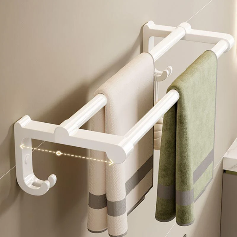 Contemporary Bath Hardware Set in Stainless Aluminum Matte White Robe Hooks/Bath Shelf -Bathlova