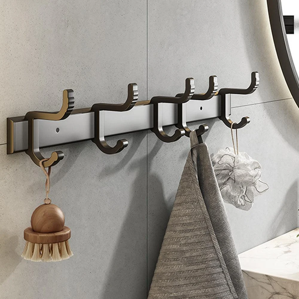 Contemporary Bath Hardware Set Matte Black Bathroom Set with Robe Hooks/Towel Bar -Bathlova