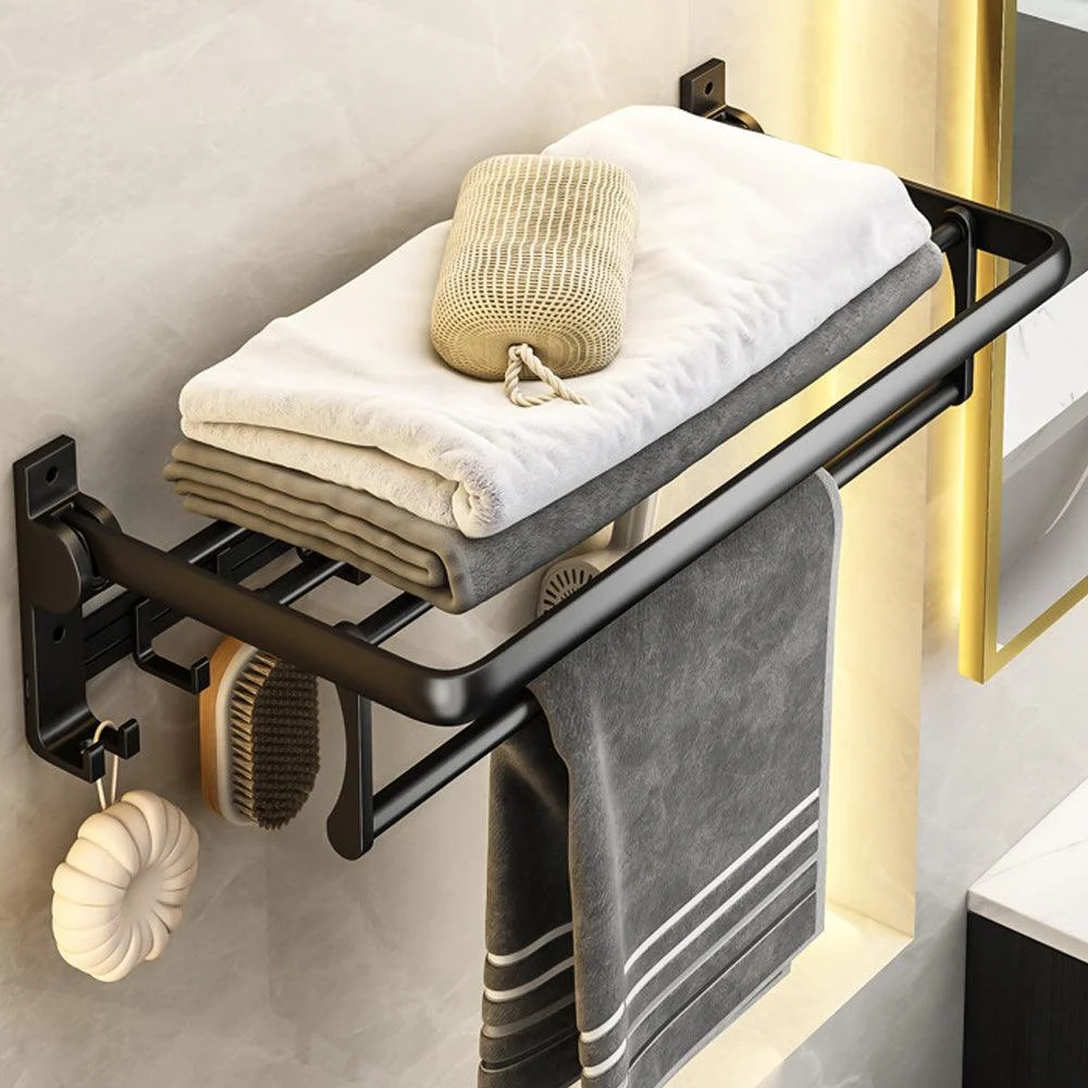 Contemporary Bath Hardware Set Matte Black Bathroom Set with Robe Hooks/Towel Bar -Bathlova