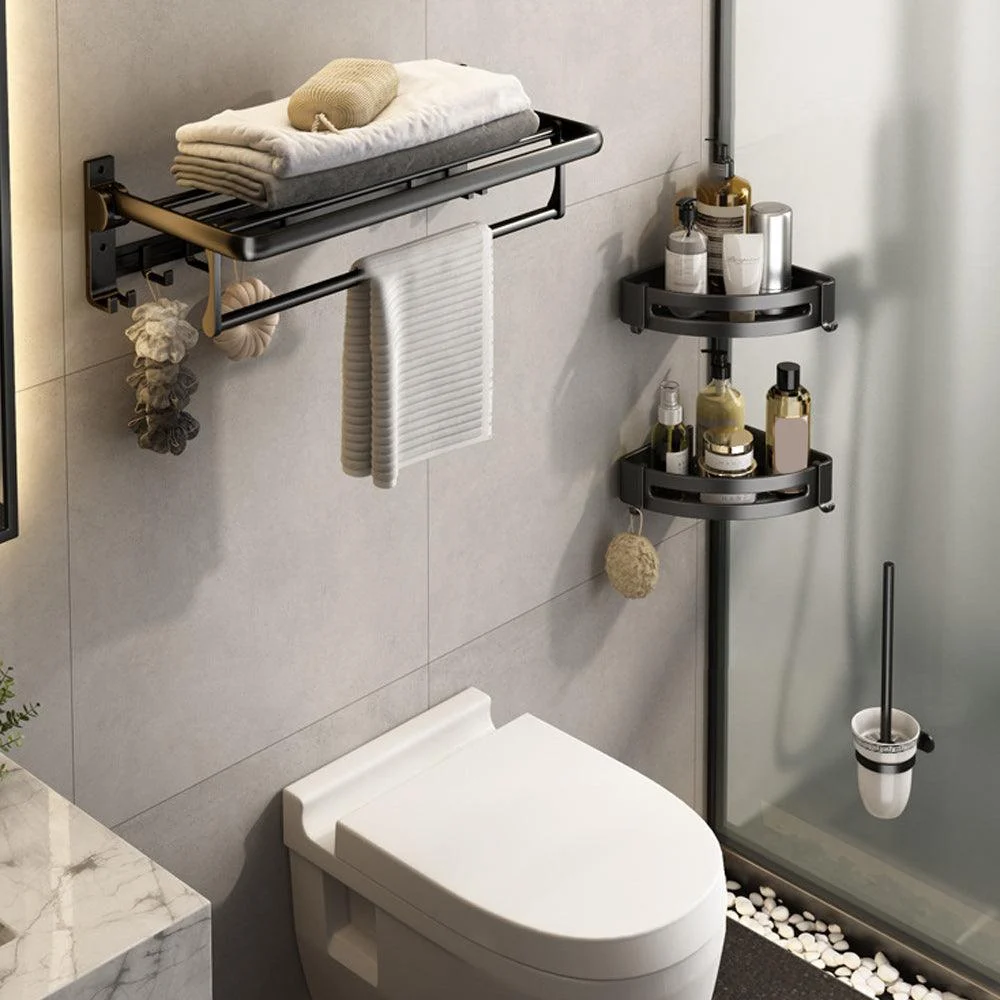 Contemporary Bath Hardware Set Matte Black Bathroom Set with Robe Hooks/Towel Bar -Bathlova