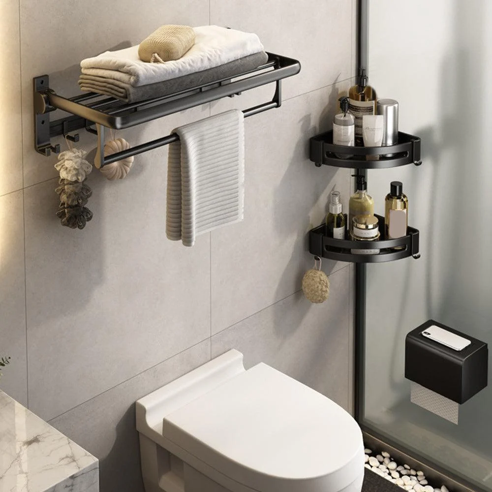 Contemporary Bath Hardware Set Matte Black Bathroom Set with Robe Hooks/Towel Bar -Bathlova