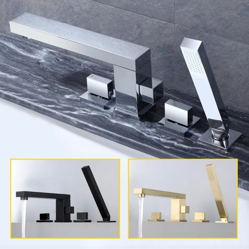 Contemporary Bath Tap Deck Mount Plain Bathtub Tap with Knob Handles -Bathlova