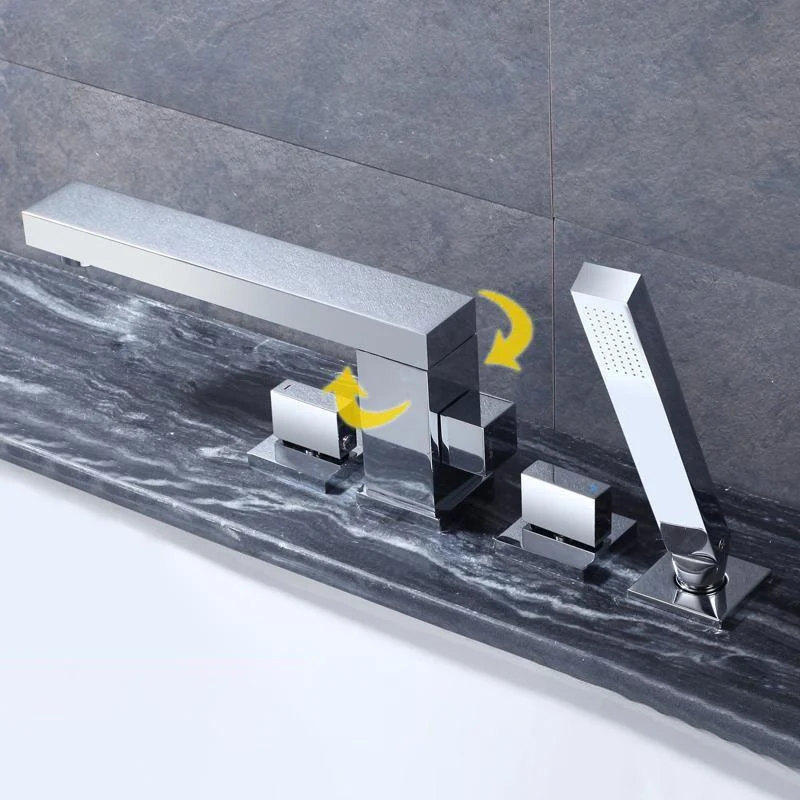 Contemporary Bath Tap Deck Mount Plain Bathtub Tap with Knob Handles -Bathlova