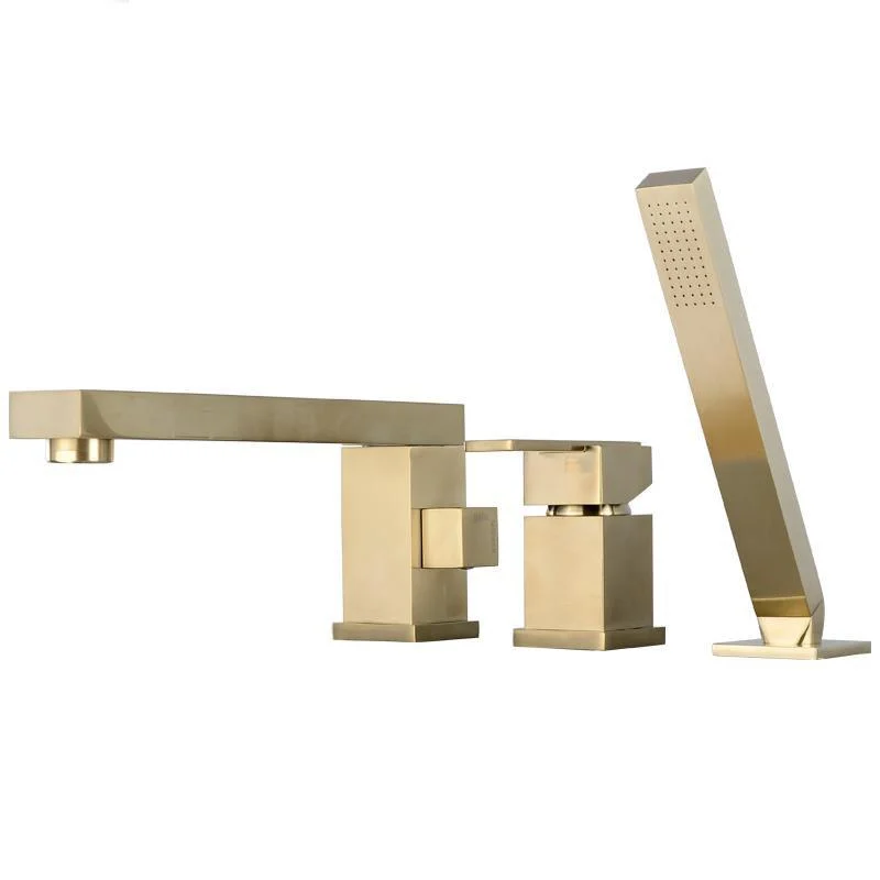 Contemporary Bath Tap Deck Mount Plain Bathtub Tap with Knob Handles -Bathlova