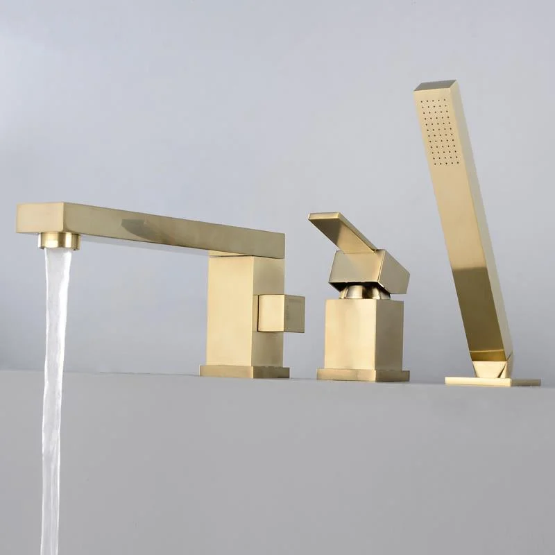 Contemporary Bath Tap Deck Mount Plain Bathtub Tap with Knob Handles -Bathlova