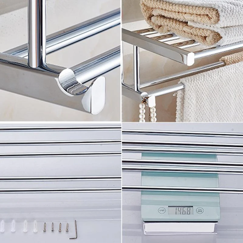 Contemporary Bathroom Accessories Hardware Set In Silver Metal -Bathlova