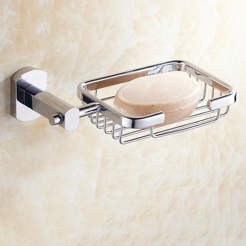 Contemporary Bathroom Accessories Hardware Set In Silver Metal -Bathlova