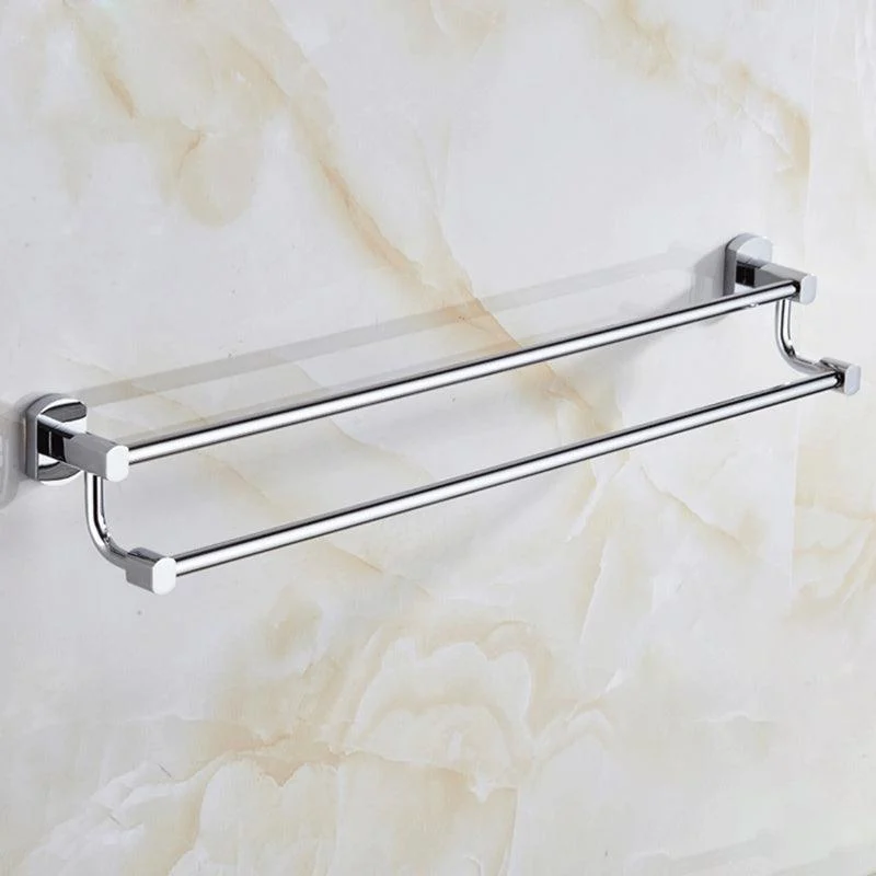 Contemporary Bathroom Accessories Hardware Set In Silver Metal -Bathlova