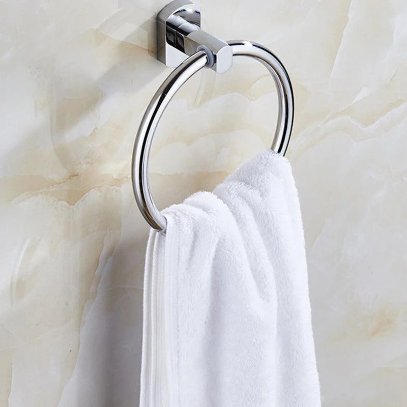 Contemporary Bathroom Accessories Hardware Set In Silver Metal -Bathlova