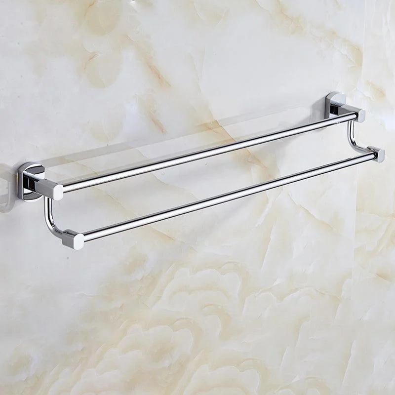 Contemporary Bathroom Accessories Hardware Set In Silver Metal -Bathlova