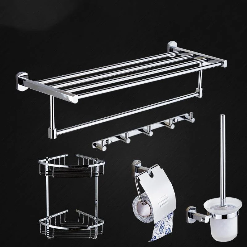 Contemporary Bathroom Accessories Hardware Set In Silver Metal -Bathlova