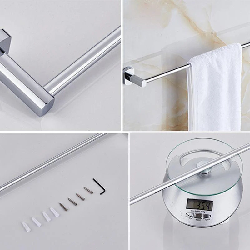 Contemporary Bathroom Accessories Hardware Set In Silver Metal -Bathlova