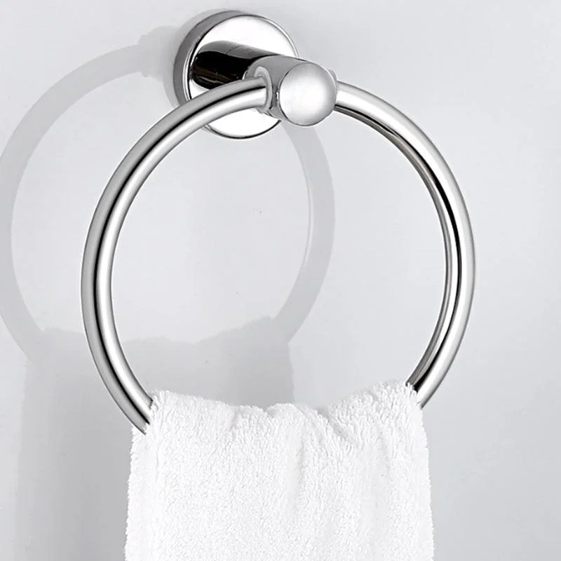 Contemporary Bathroom Accessories Hardware Set in Silver with Towel Bar -Bathlova