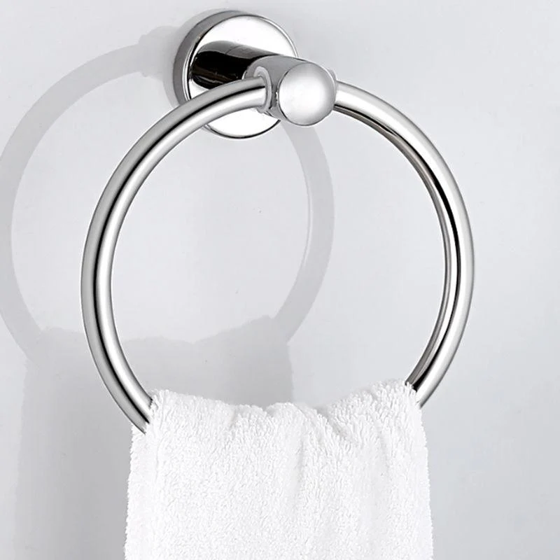 Contemporary Bathroom Accessories Hardware Set in Silver with Towel Bar -Bathlova