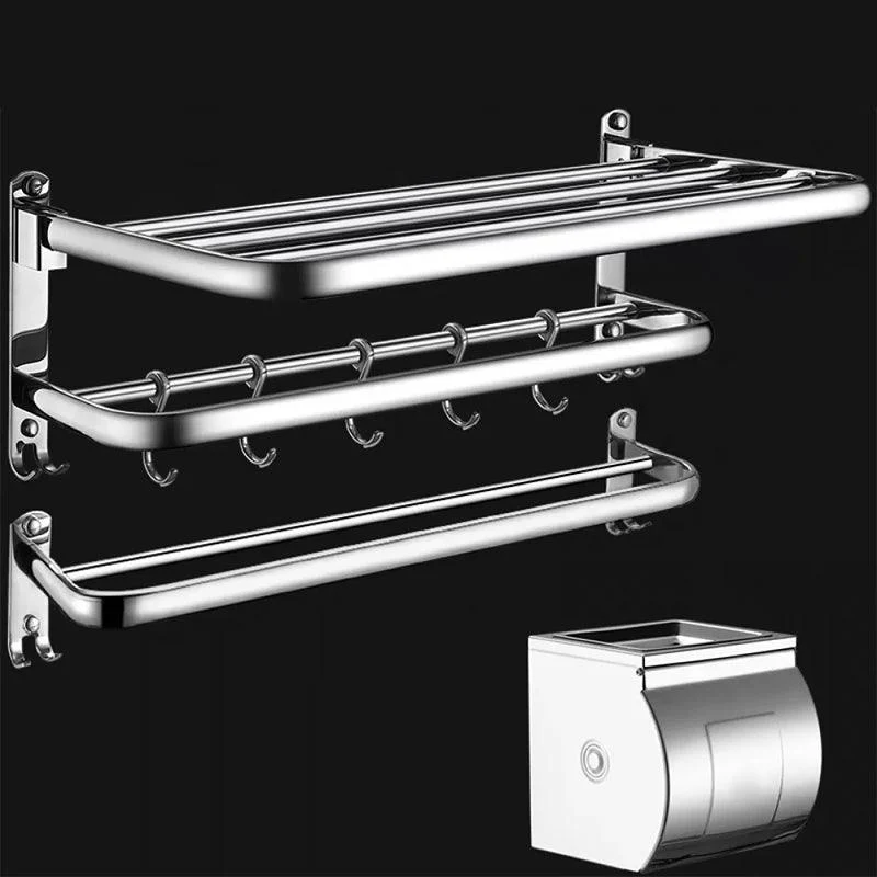 Contemporary Bathroom Accessories Hardware Set in Silver with Towel Bar -Bathlova