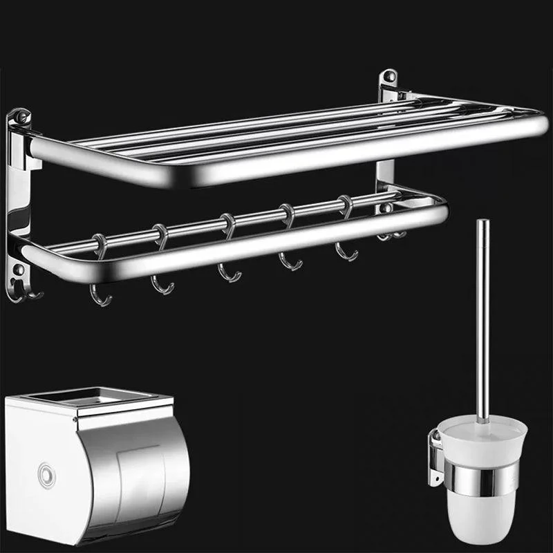 Contemporary Bathroom Accessories Hardware Set in Silver with Towel Bar -Bathlova