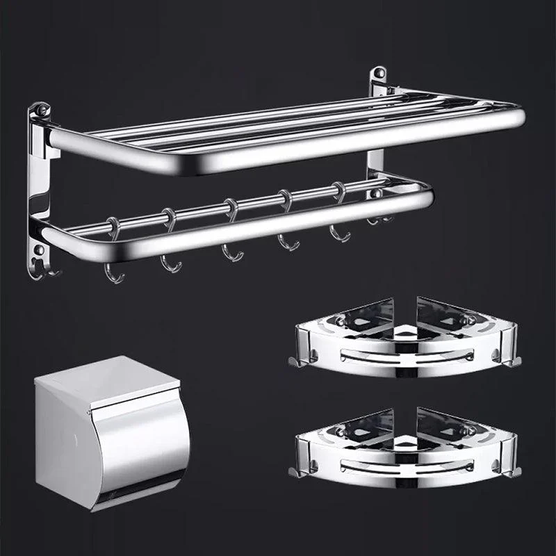 Contemporary Bathroom Accessories Hardware Set in Silver with Towel Bar -Bathlova