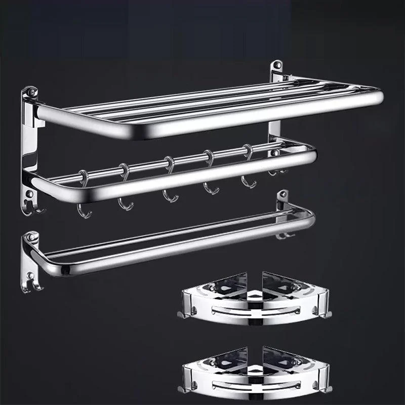 Contemporary Bathroom Accessories Hardware Set in Silver with Towel Bar -Bathlova