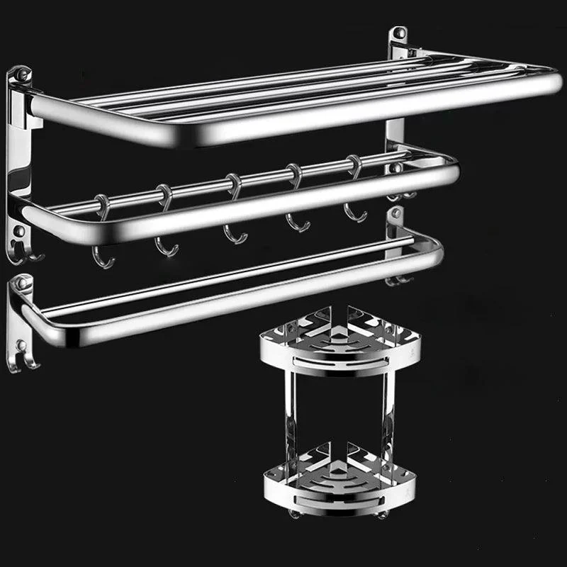 Contemporary Bathroom Accessories Hardware Set in Silver with Towel Bar -Bathlova