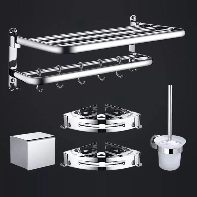 Contemporary Bathroom Accessories Hardware Set in Silver with Towel Bar -Bathlova