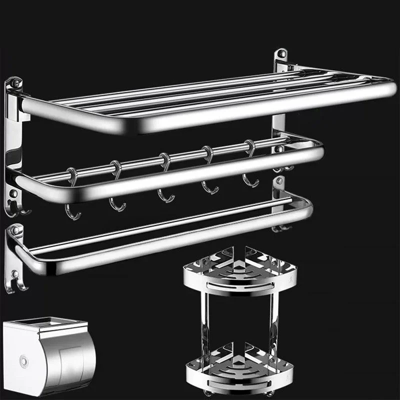 Contemporary Bathroom Accessories Hardware Set in Silver with Towel Bar -Bathlova