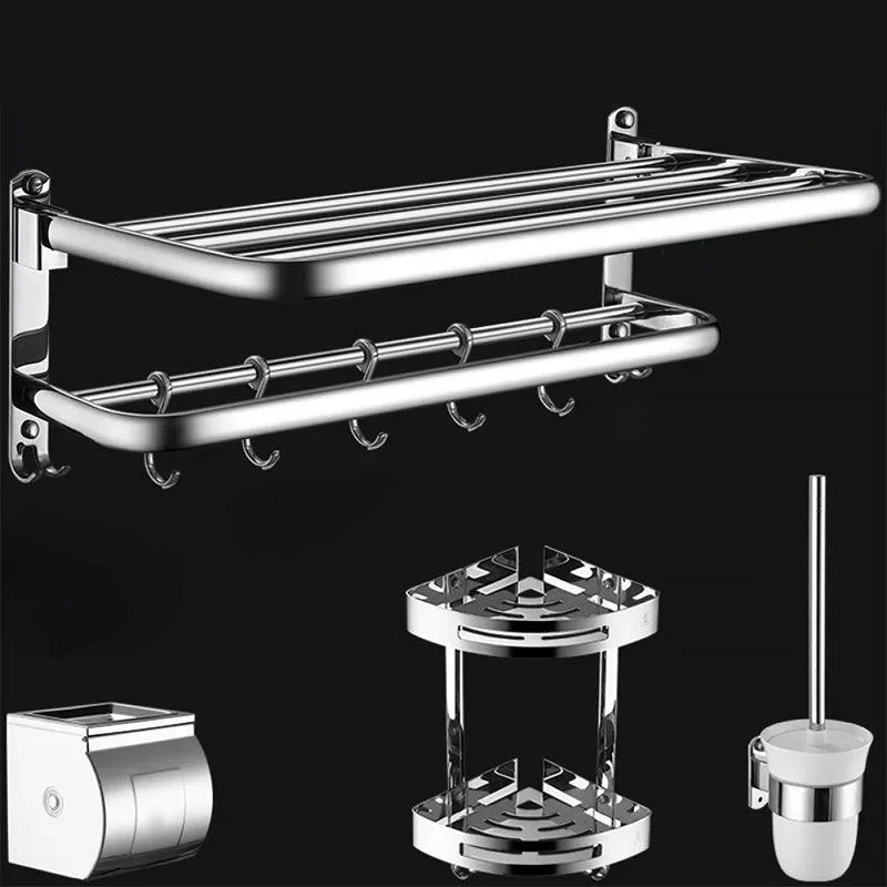 Contemporary Bathroom Accessories Hardware Set in Silver with Towel Bar -Bathlova