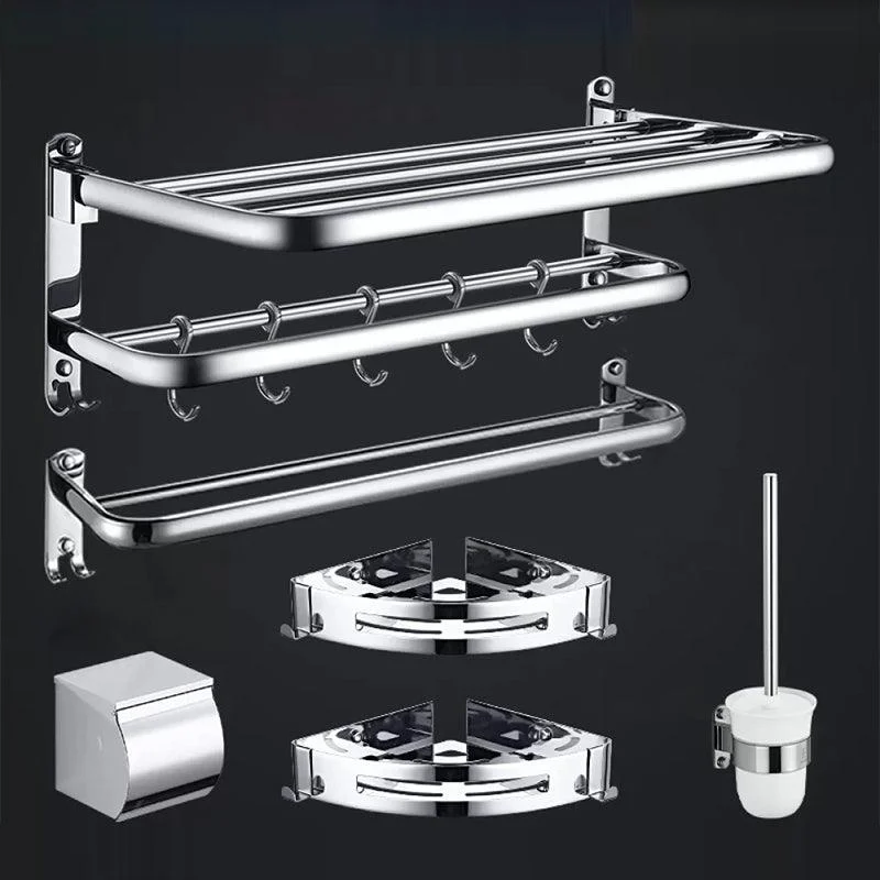 Contemporary Bathroom Accessories Hardware Set in Silver with Towel Bar -Bathlova