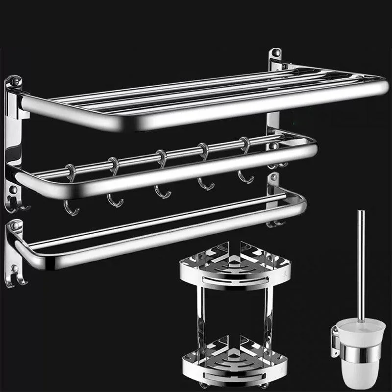 Contemporary Bathroom Accessories Hardware Set in Silver with Towel Bar -Bathlova