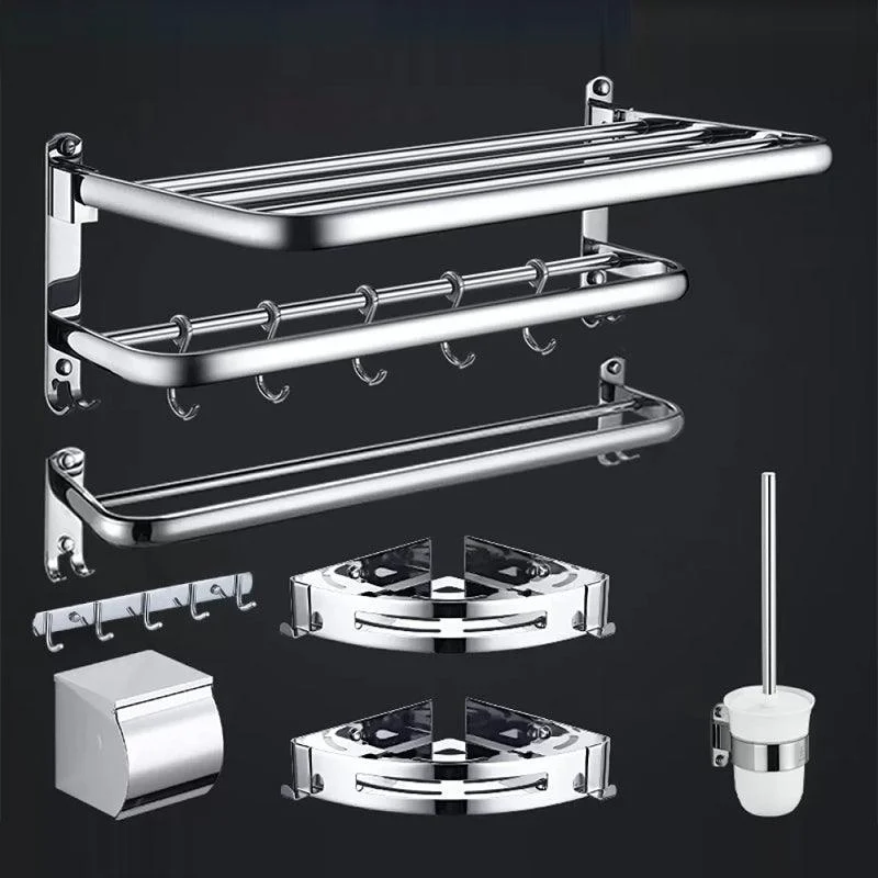 Contemporary Bathroom Accessories Hardware Set in Silver with Towel Bar -Bathlova