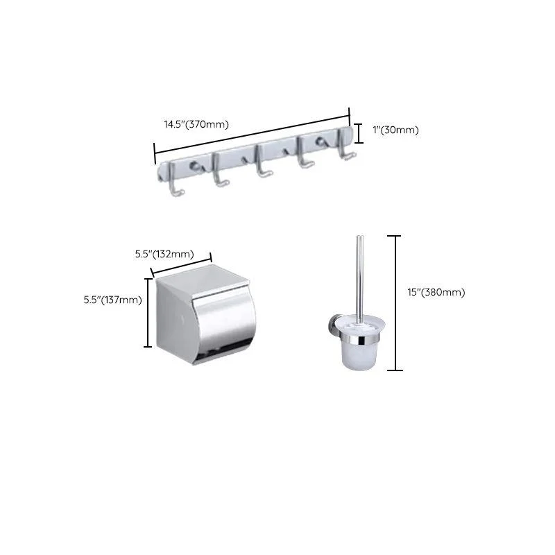 Contemporary Bathroom Accessories Hardware Set in Silver with Towel Bar -Bathlova