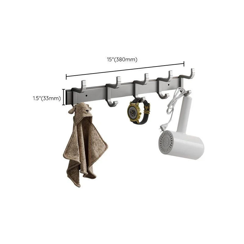 Contemporary Bathroom Accessory Kit Gray Aluminum Bath Shelf/Towel Bar/Robe Hooks -Bathlova